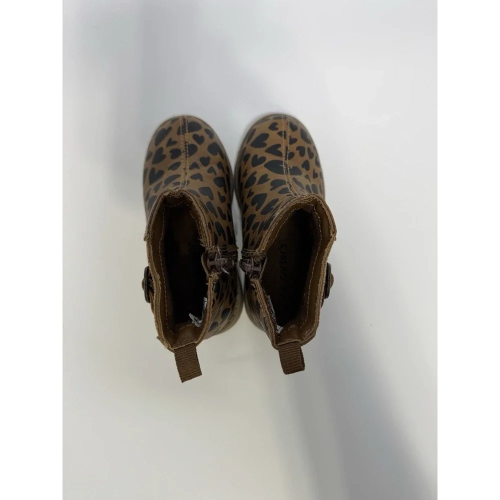 Carter's Toddler Girls Brown/Black Heart Leopard‎ Print Boots Shoes Size 7